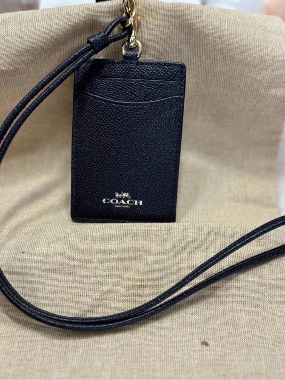 Coach Crossgrain Leather ID Lanyard Badge Holder